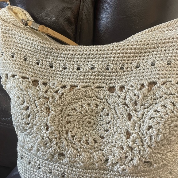 The Sak Sequoia Hand Crochet Hobo Shoulder Bag W/ Metallic Underlay - Picture 6 of 13